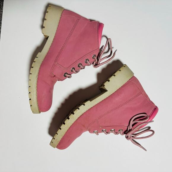 Cliffs by White Mountain Pink Combat Boots – Lug Sole Lace-Up Ankle Boots - Picture 3 of 8